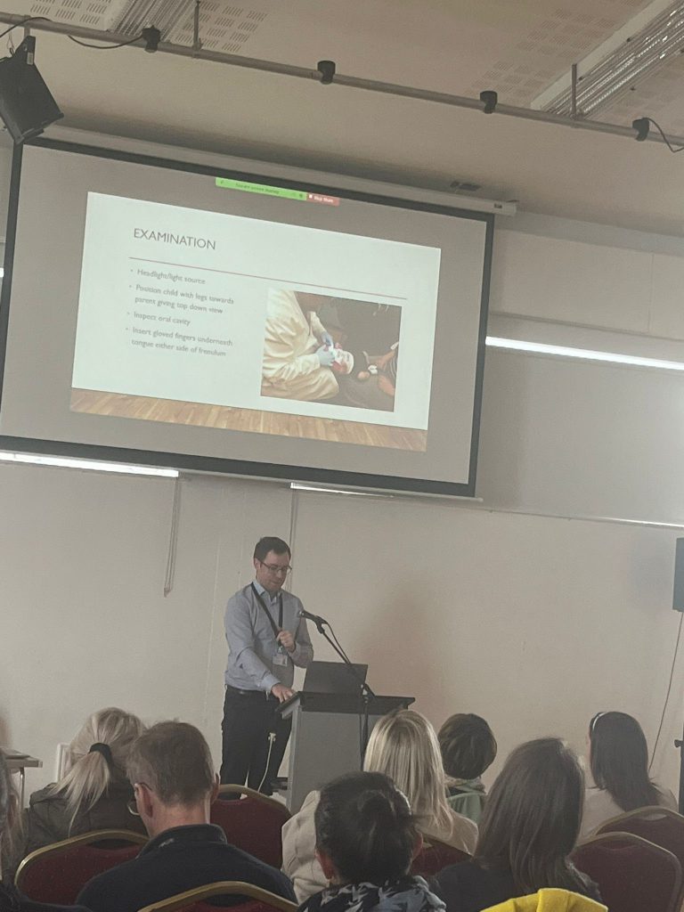 Mr Conor McKenna, ENT consultant, CAH, presenting on tongue-tie in babies and children.