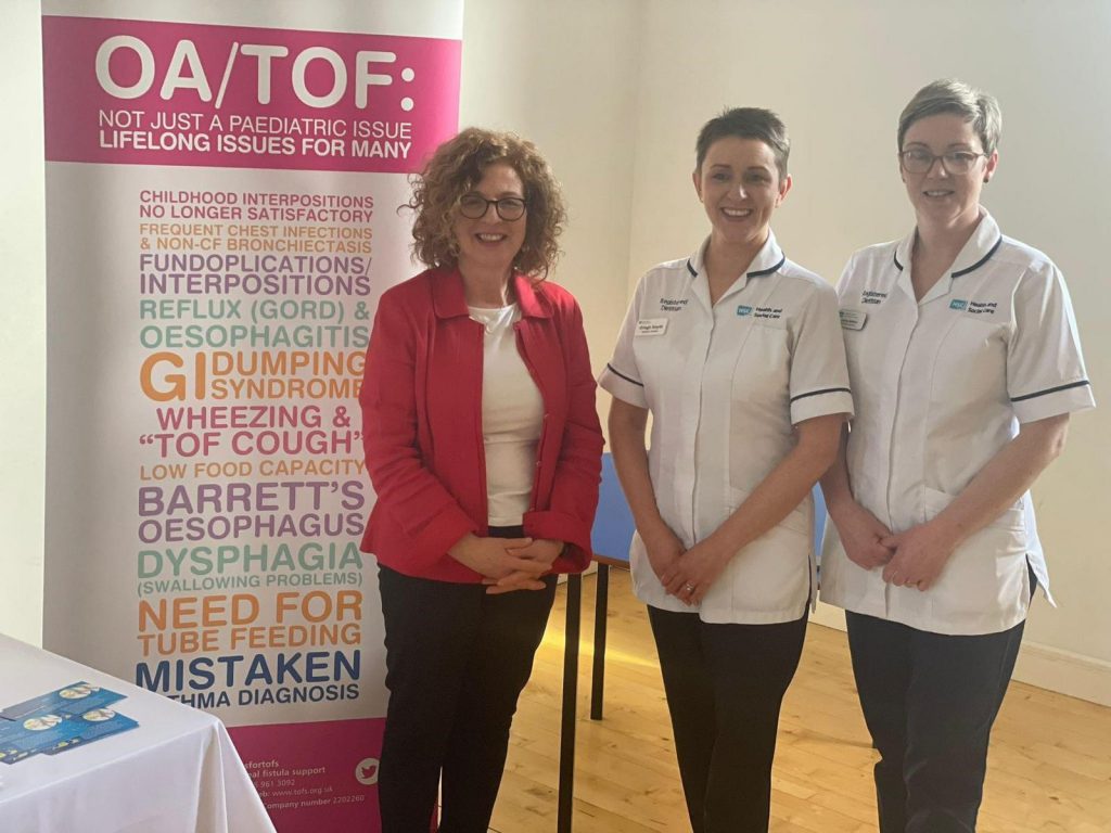 Diane Stephens, TOFS Chief Executive, alongside PFS dietitians Orlagh Smyth and Ashley Moffett