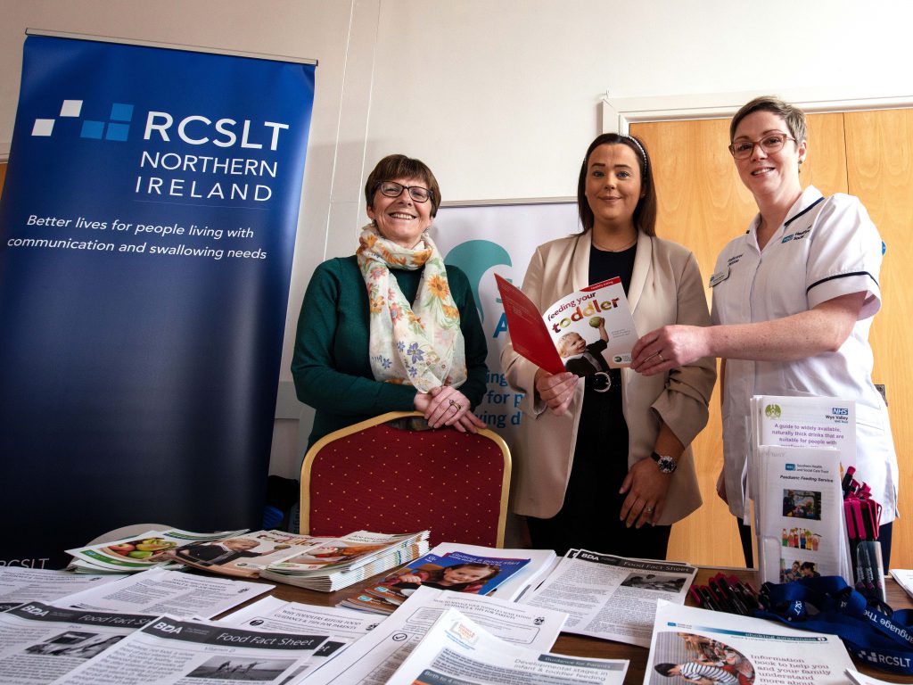 Mum Sarah Fox shared her own personal story on how eating, drinking and swallowing difficulties have impacted on their families. Sarah is pictured with Dietitian Ashley Moffett and Sarah’s mum Mary Robinson.