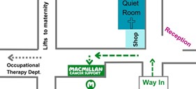 Daisy Hill Hospital Map to Macmillan information pod